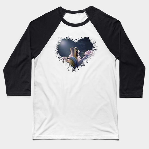 Moonlight Swans Heart Baseball T-Shirt by PhotoArts